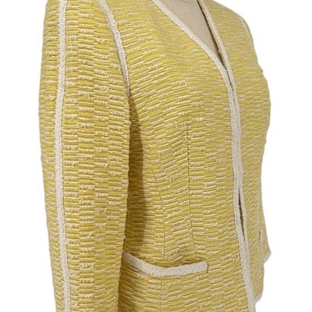 Escada Yellow Textured Blazer with Cream Accents